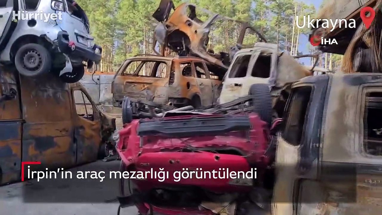 İrpin’in araç mezarlığı görüntülendi
