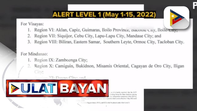 Alert Level 1, nakataas sa NCR at halos 100 lugar sa bansa; Ilang lugar, nasa Alert level 2