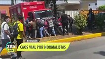 Normalistas provocan caos vial en Morelia, Michoacán