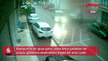 İki dakikada çaldıkları araçla böyle hırsızlık yaptılar