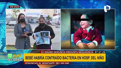 Le amputaron sus manos y pies: Bebé habría contraído bacteria en Hospital del Niño