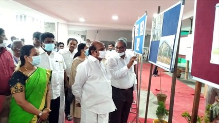 காஞ்சிபுரத்தில் கட்டப்படும் மருத்துவமனை கட்டுமான பணிகளை ஆய்வு செய்த அமைச்சர் எ.வ.வேலு .