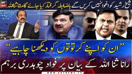 "Would also arrest not abduct Rasheed", Fawad lashes out at Rana Sana Ullah's statement