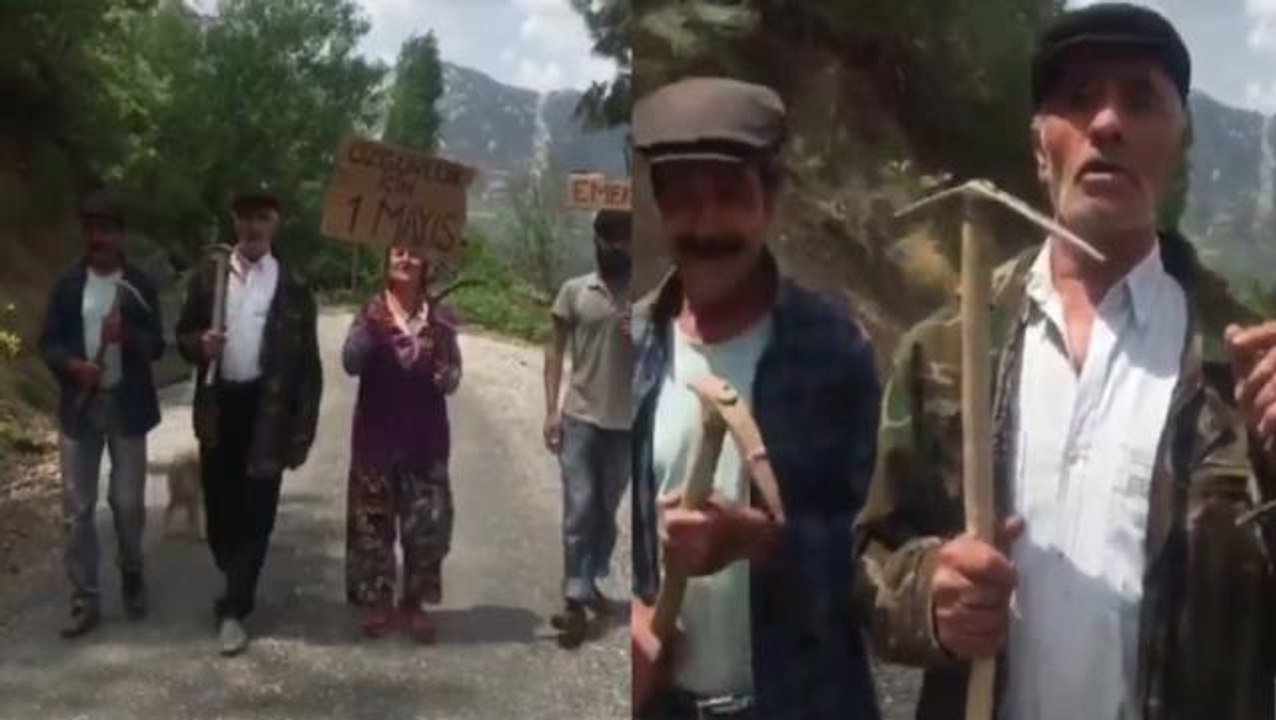 4 kişilik 'dev' yürüyüş! Her 1 Mayıs'ı ellerine orak, çekiç ve kazma alarak kutluyorlar