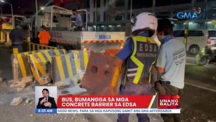 Bus, bumangga sa mga concrete barrier sa EDSA | UB