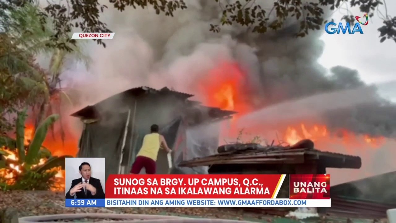 Sunog sa Brgy. UP Campus, QC, itinaas na sa ika-2 alarma | UB