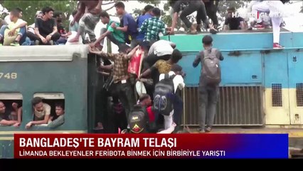 Trende yer bulamayan tavanda yolculuk ediyor!