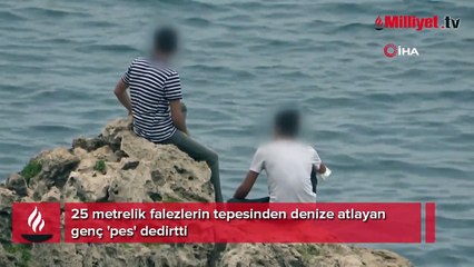 Antalya'da şok görüntüler! 25 metreden atladı