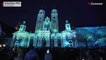 Italy illuminated by water light festival in the Alps