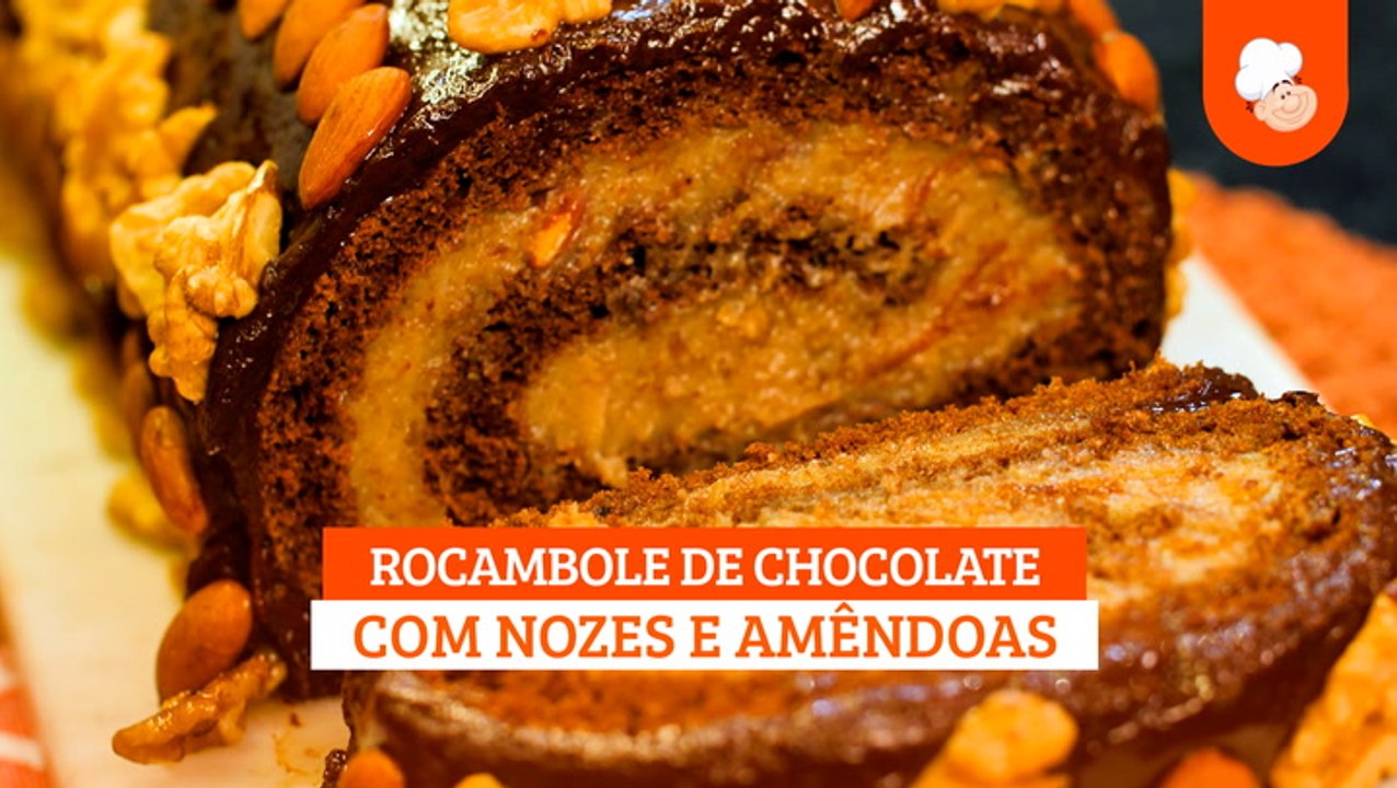 Rocambole De Chocolate Com Nozes E Amêndoas