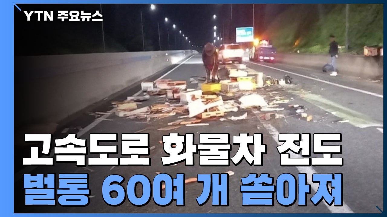 고속도로 달리던 화물차에서 수십개 벌통 쏟아져 / YTN