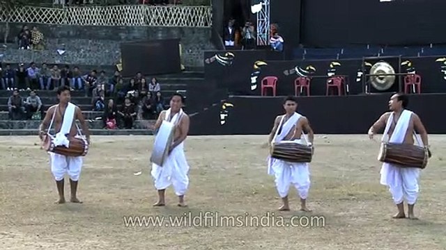 Pung cholom - Manipuri dance performance at Nagaland hornbill festival