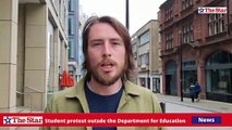 Students protesting about changes to higher education outside the Department for Education offices in Sheffield