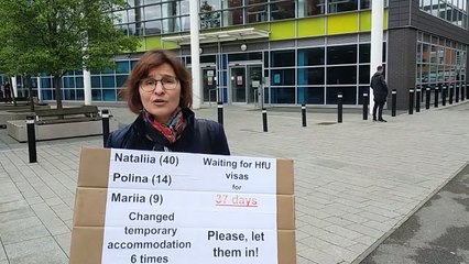 Senior lecturer Tanya Klymenko outside Home Office quarters in Vulcan House, Sheffield