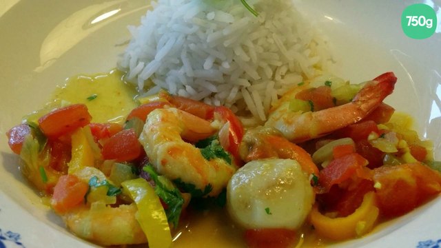 Curry de gambas et noix de saint-jacques