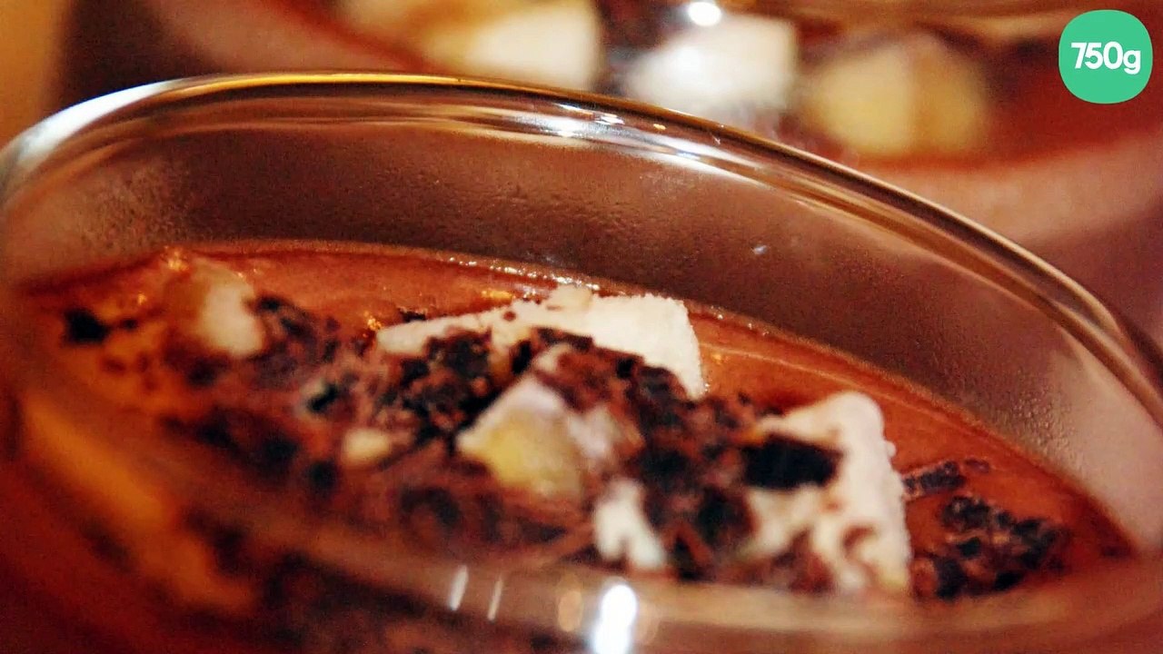 Verrine de crème anglaise au chocolat