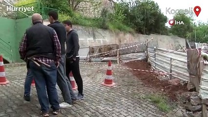 İstinat duvarı, elektrik direğiyle birlikte çöktü