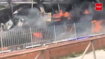 Un incendio devora una gran nave industrial en el matadero de Getafe (Madrid) sin causar daños personales