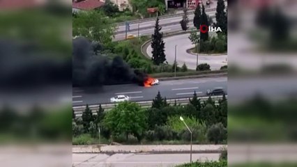Kanser hastası eşini hastaneye götürüyordu, aracı alev topuna döndü