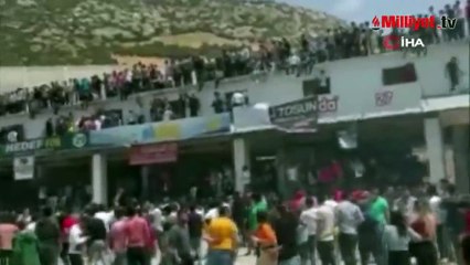 Drift festivalini izleyenlerin olduğu balkon böyle çöktü