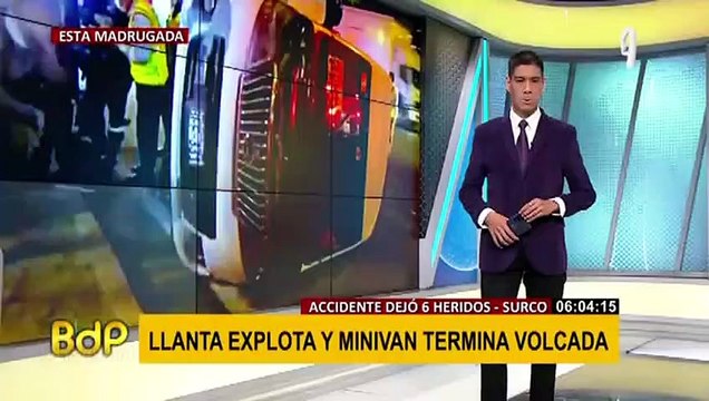 Surco: Seis heridos deja volcadura de minivan