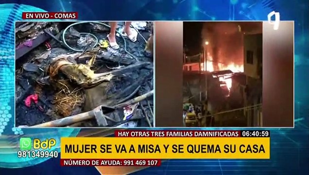 Incendio en Comas: mujer clama por ayuda, útiles escolares y su mercadería quedaron destruidos