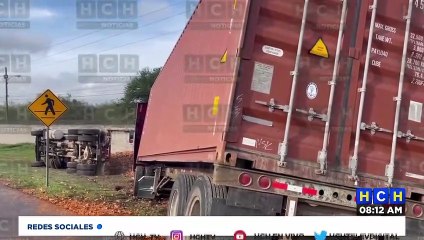 ¡Pudo ser tragedia! Rastra impacta con volqueta en la CA-5, frente a Palmerola