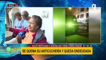 SJL: Se quema su anticuchería y queda totalmente endeudada