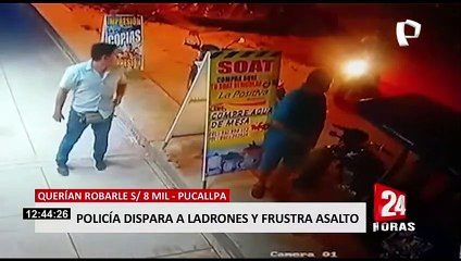 Pucallpa: Policía frustra asalto, pero recibe dos impactos de bala
