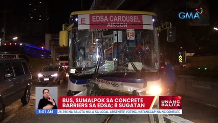 Bus, sumalpok sa concrete barriers sa EDSA; 8 sugatan | UB