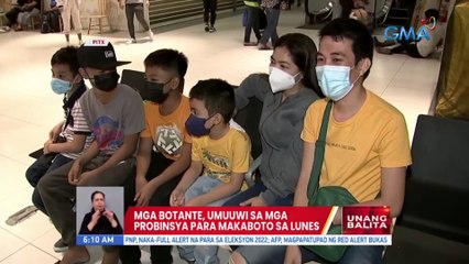 Mga botante, umuuwi sa mga probinsya para makaboto sa Lunes | UB