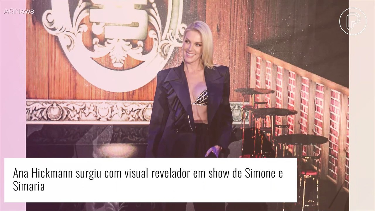 Ana Hickmann aposta em terno e sutiã sem camisa para show de Simone e Simaria com famosos