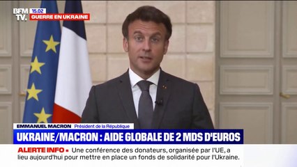 Emmanuel Macron sur l'aide à l'Ukraine: "La France portera son appui global à 2 milliards de dollars"