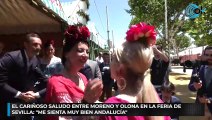 El cariñoso saludo entre Moreno y Olona en la Feria de Sevilla: 
