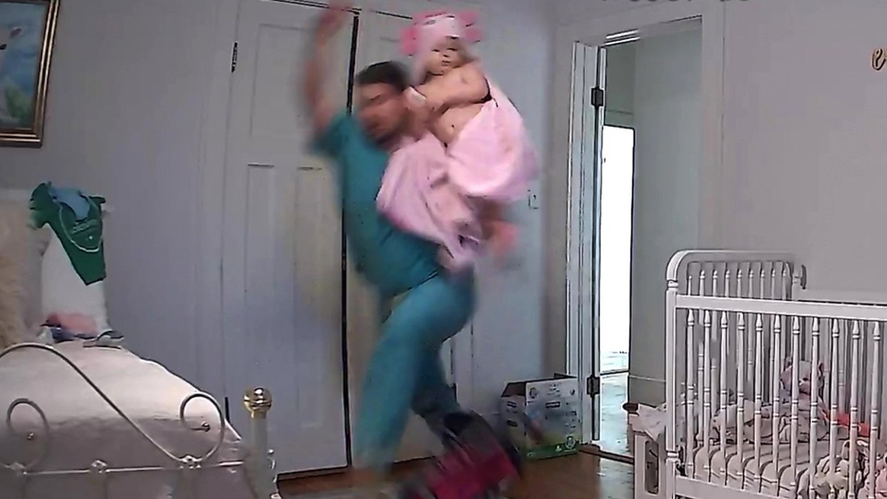 'Superdad trips over stroller but MAGNIFICENTLY saves child from getting hurt '