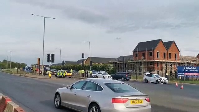 Multiple vehicle collision on a main road in Northampton
