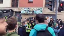 Police immigration officers were met by a huge crowd of protesters on Edinburgh's Southside