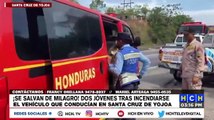 ¡Ocupantes de camioneta se salvan de morir calcinados en Santa Cruz de Yojoa!