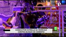 Surco: conductor se salva de morir tras chocar su vehículo contra bloque de cemento