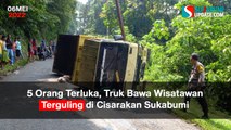 5 Orang Terluka, Truk Bawa Wisatawan Terguling di Cisarakan Sukabumi