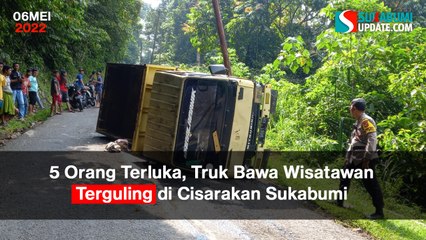 5 Orang Terluka, Truk Bawa Wisatawan Terguling di Cisarakan Sukabumi