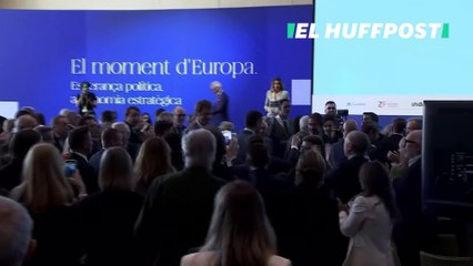 Pedro Sánchez y Pere Aragonès llegan al escenario del acto de clausura de laReunión Anual del Cercle d’Economia"