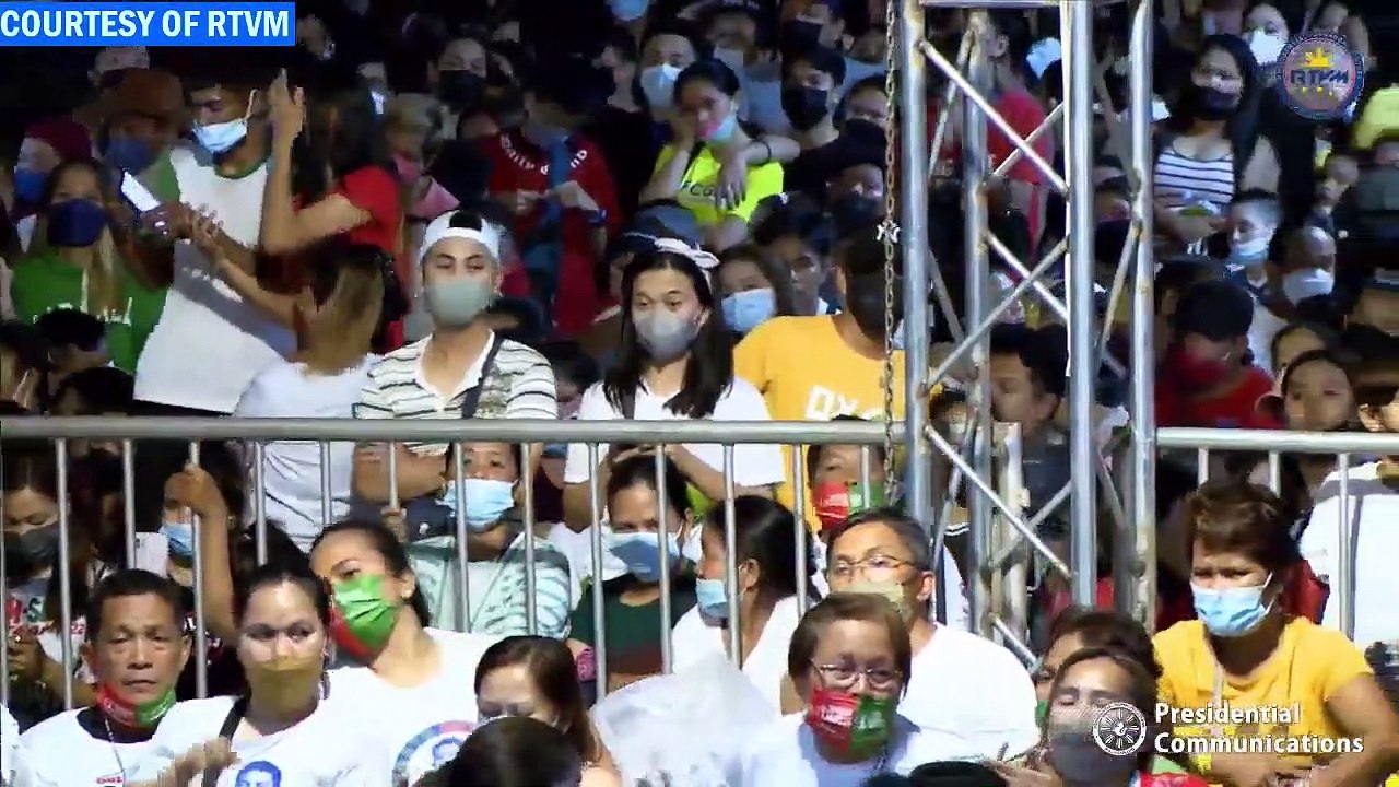 President Rodrigo Roa Duterte graces the Hugpong ng Pagbabago - Hugpong sa Tawong Lungsod (HNP-HTL) miting de avance at the San Pedro Square in Davao City on May 6, 2022.