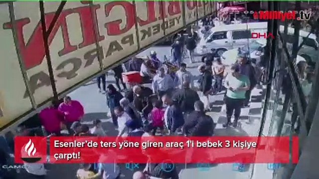 Ters yöne giren araç 1'i bebek 3 kişiye çarptı!