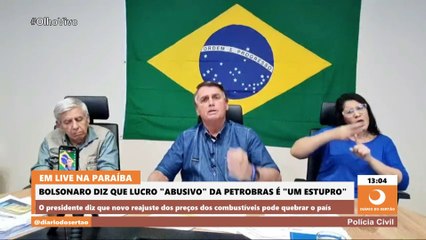 Em live na Paraíba, Bolsonaro diz que lucro "abusivo" da Petrobras é "um crime" e "um estupro"