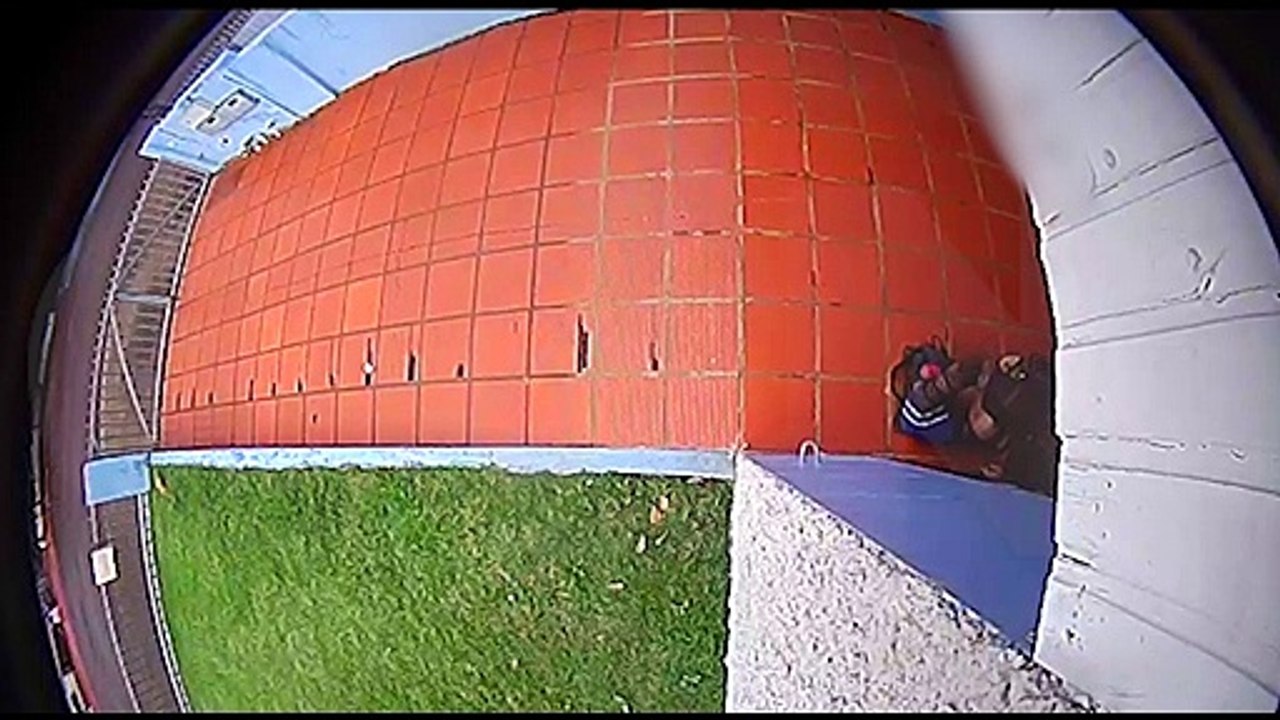 Câmera flagra ladrão tentando arrombar residência em plena luz do dia, no Bairro Cancelli