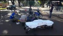 Mulher fica ferida após colisão entre motos no Centro de Cascavel