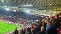Sunderland fans celebrating at the final whistle at the Stadium of Light