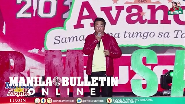 TV Host Willie Revillame delivers a speech during UniTeam's Miting de Avance