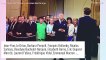 Roselyne Bachelot : Costume vert pomme, gloss rose et broche en or face à Emmanuel Macron